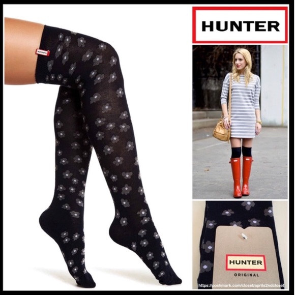 Hunter Accessories - HUNTER blue floral tall boot socks